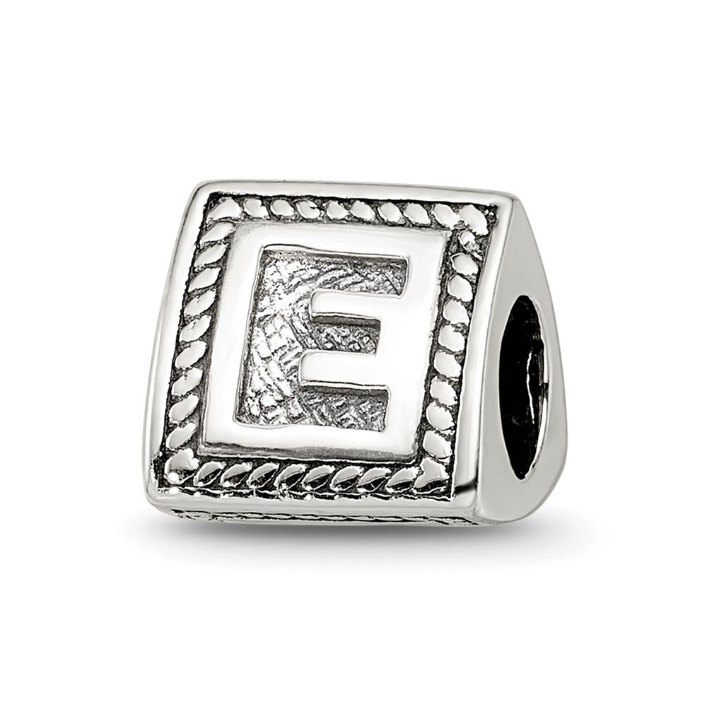 Sterling Silver Reflections Letter E Triangle Block Bead