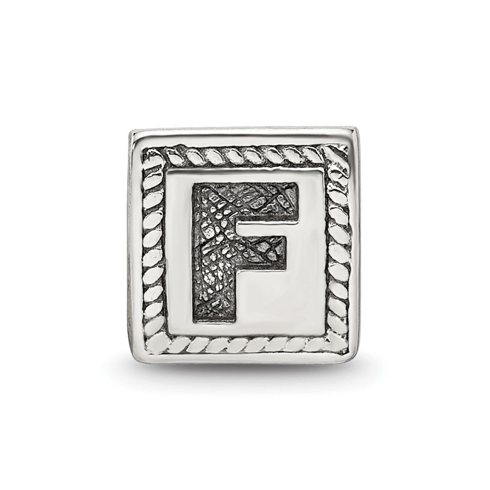 Sterling Silver Reflections Letter F Triangle Block Bead