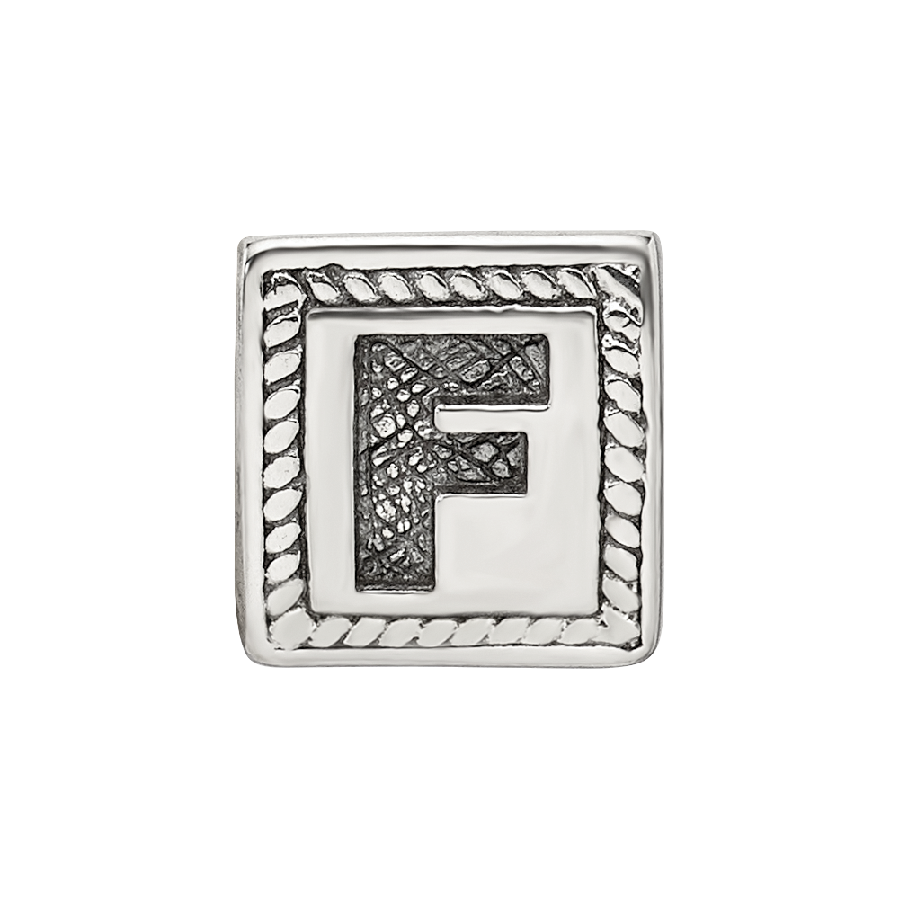 Sterling Silver Reflections Letter F Triangle Block Bead