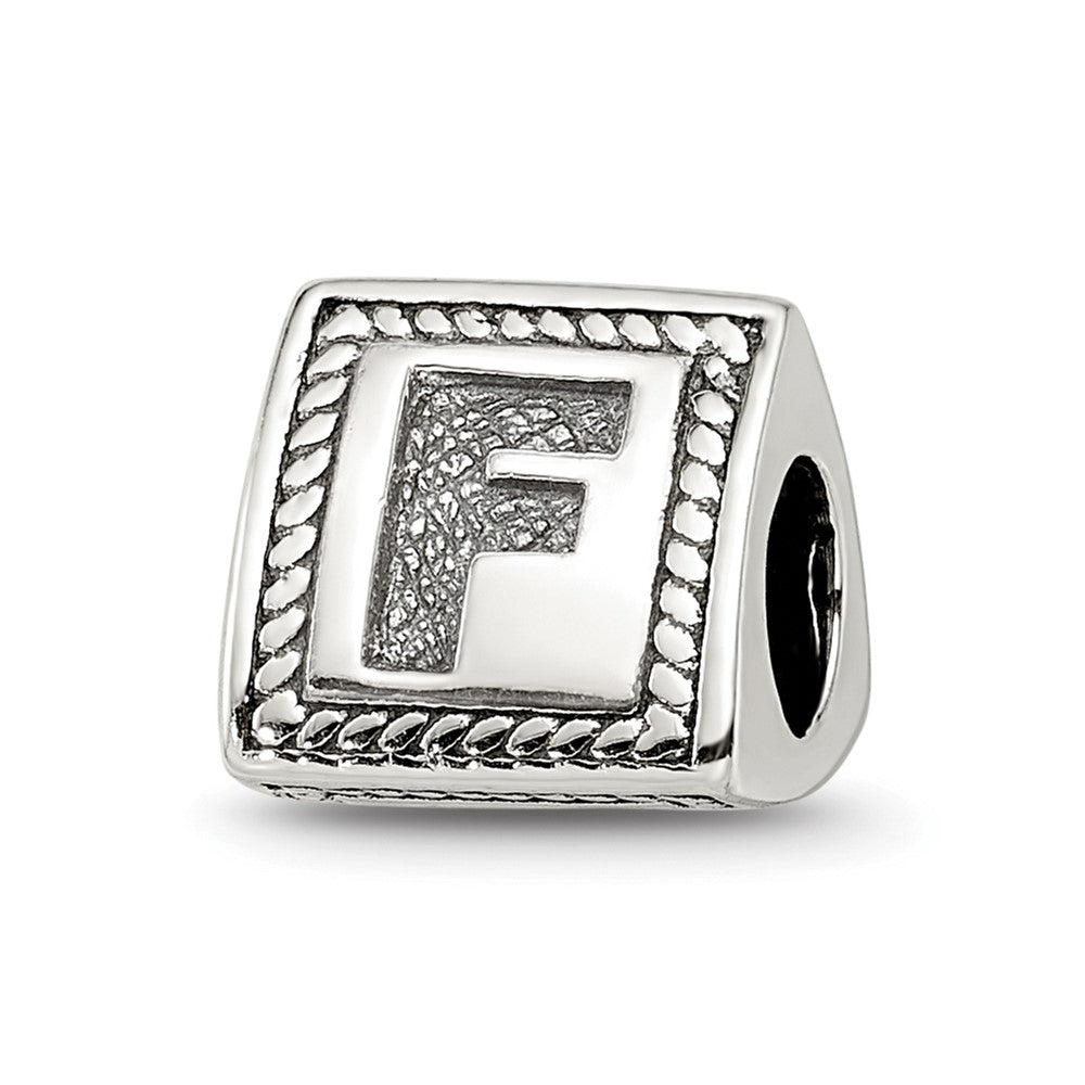 Sterling Silver Reflections Letter F Triangle Block Bead