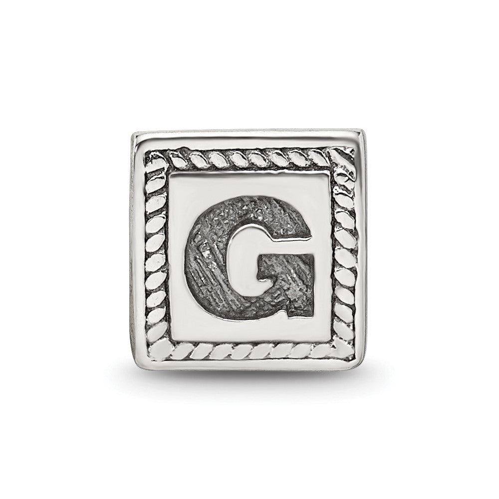 Sterling Silver Reflections Letter G Triangle Block Bead