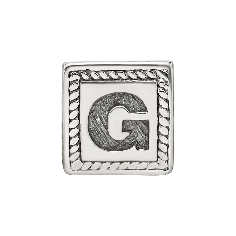 Sterling Silver Reflections Letter G Triangle Block Bead