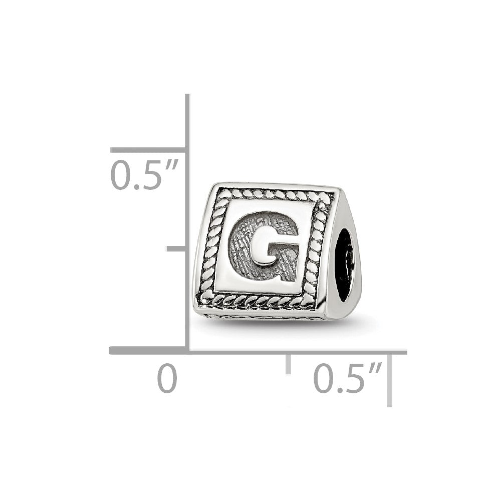 Sterling Silver Reflections Letter G Triangle Block Bead