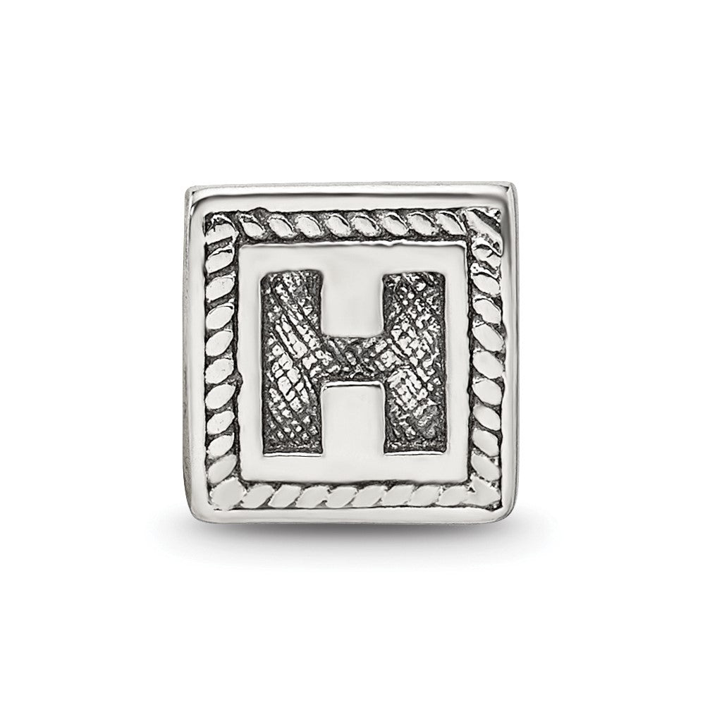 Sterling Silver Reflections Letter H Triangle Block Bead