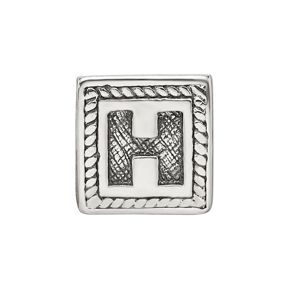 Sterling Silver Reflections Letter H Triangle Block Bead