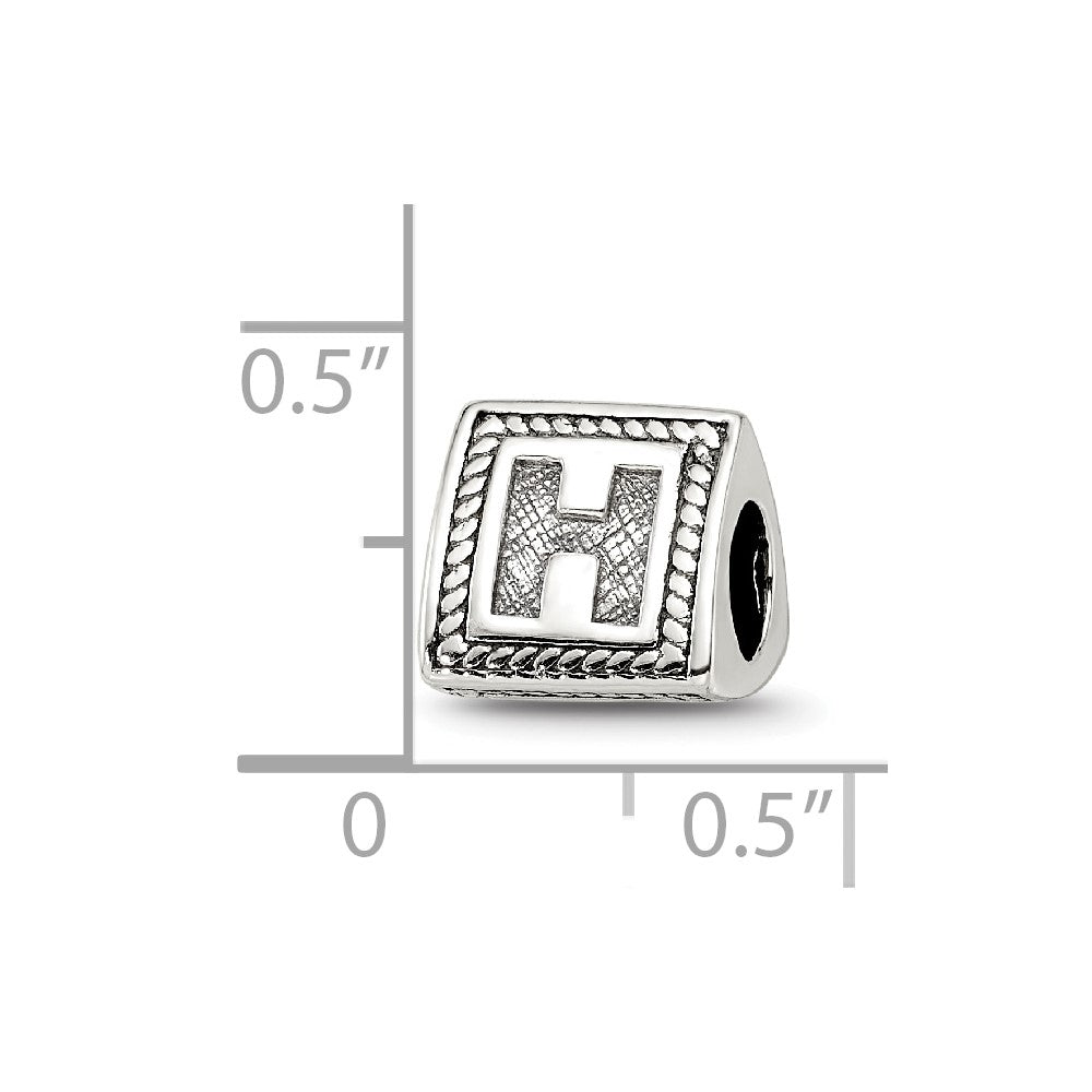 Sterling Silver Reflections Letter H Triangle Block Bead