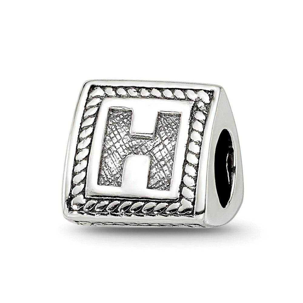 Sterling Silver Reflections Letter H Triangle Block Bead