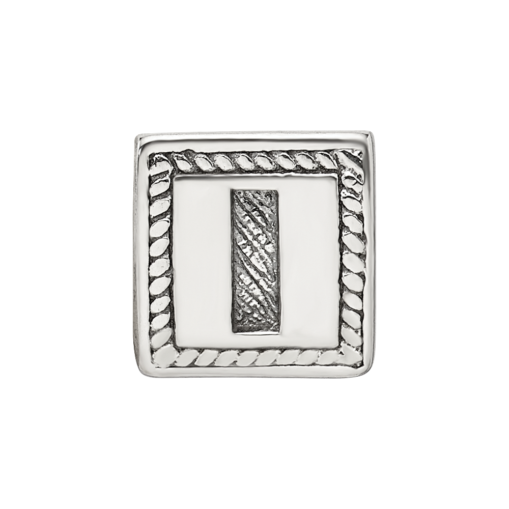 Sterling Silver Reflections Letter I Triangle Block Bead