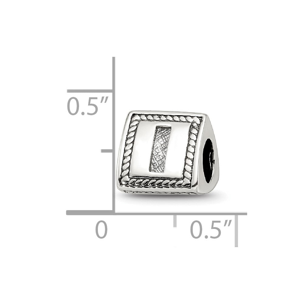 Sterling Silver Reflections Letter I Triangle Block Bead