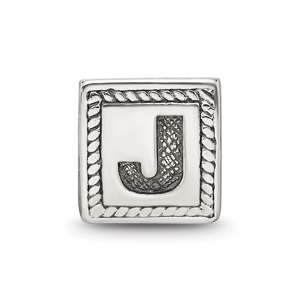 Sterling Silver Reflections Letter J Triangle Block Bead