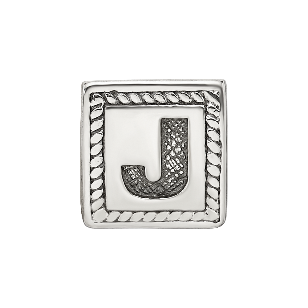 Sterling Silver Reflections Letter J Triangle Block Bead