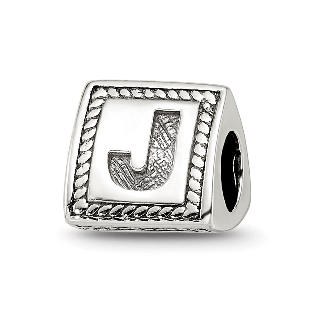 Sterling Silver Reflections Letter J Triangle Block Bead