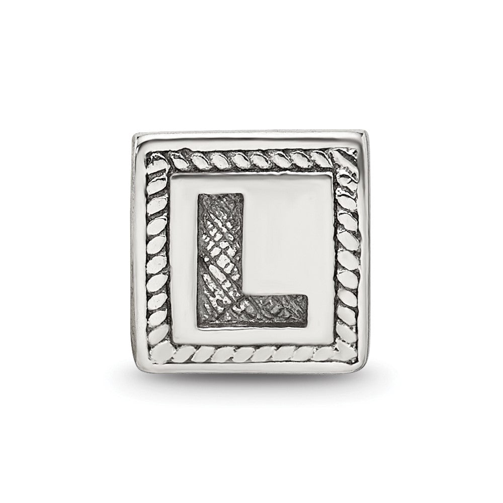 Sterling Silver Reflections Letter L Triangle Block Bead