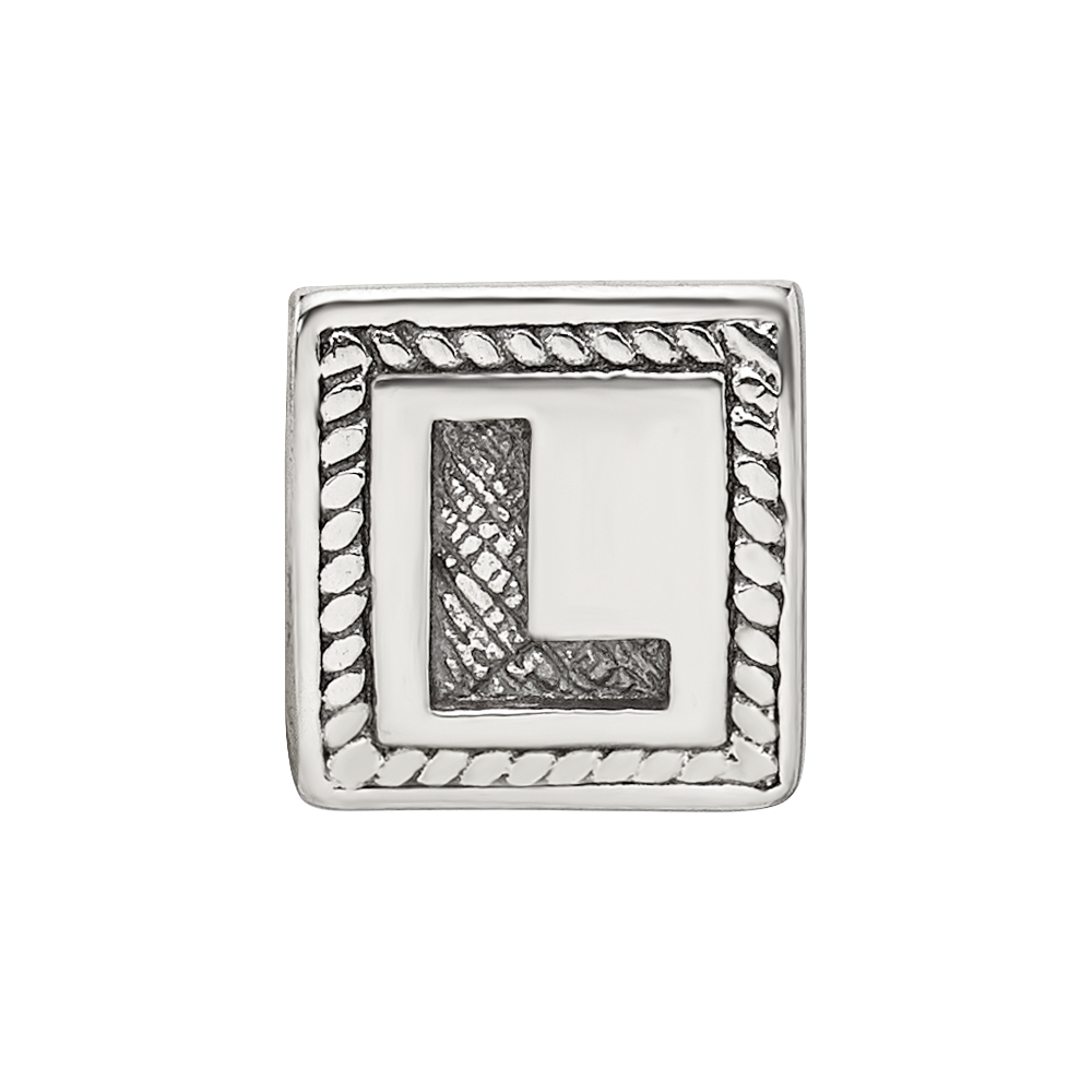 Sterling Silver Reflections Letter L Triangle Block Bead