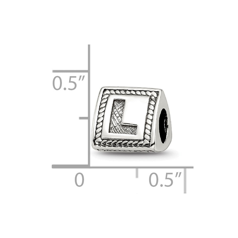 Sterling Silver Reflections Letter L Triangle Block Bead