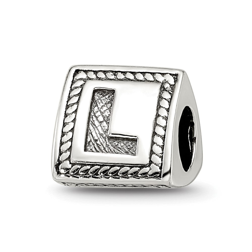 Sterling Silver Reflections Letter L Triangle Block Bead