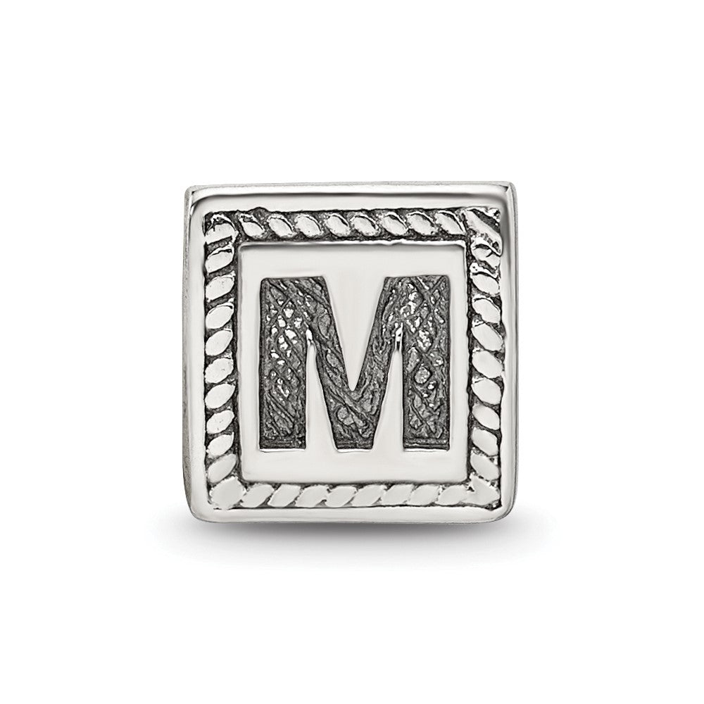 Sterling Silver Reflections Letter M Triangle Block Bead