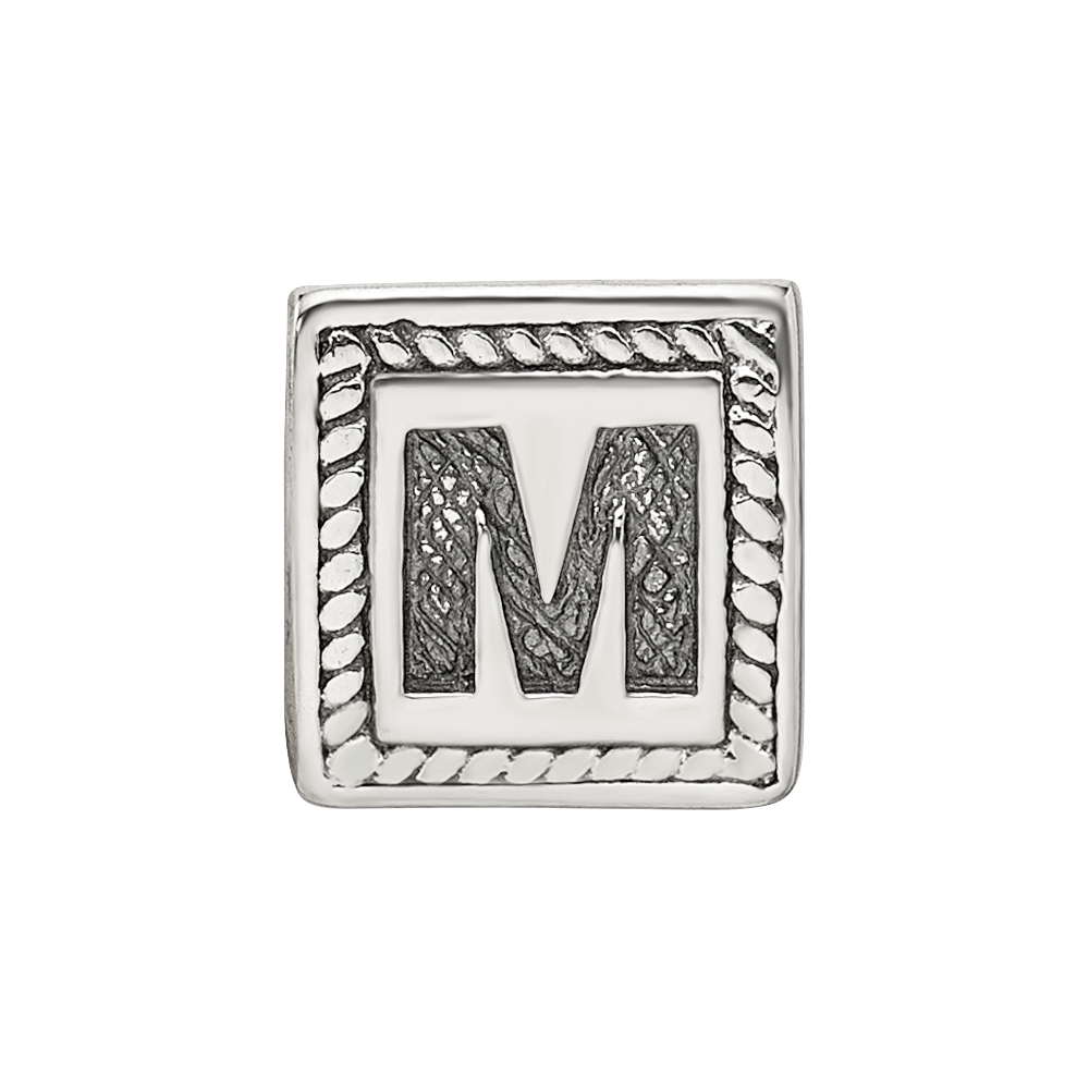 Sterling Silver Reflections Letter M Triangle Block Bead