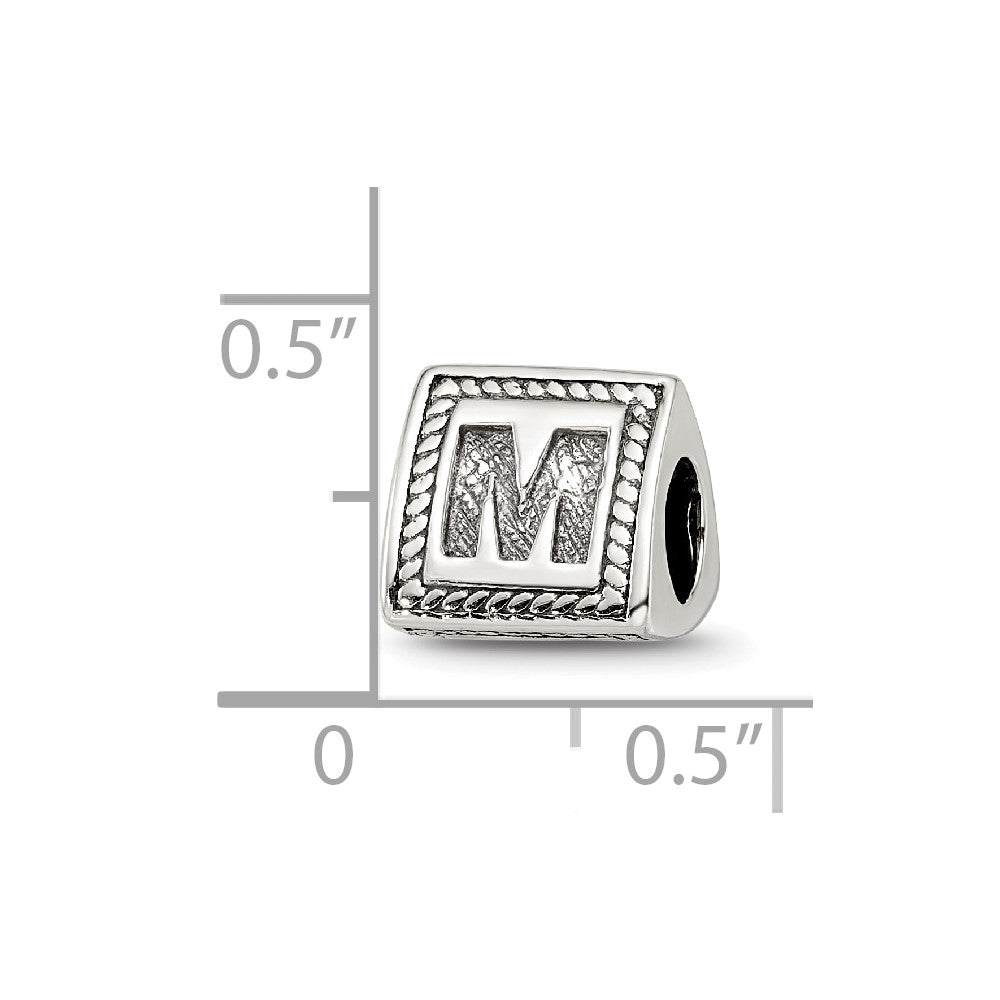 Sterling Silver Reflections Letter M Triangle Block Bead