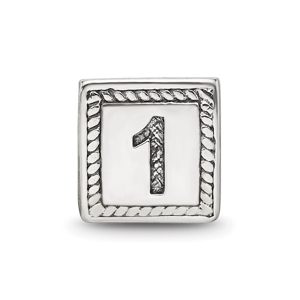 Sterling Silver Reflections Number 1 Triangle Block Bead