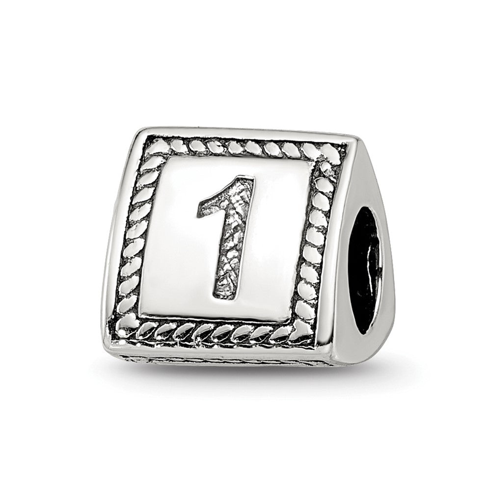 Sterling Silver Reflections Number 1 Triangle Block Bead