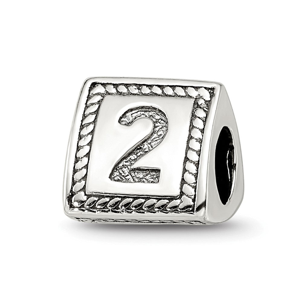 Sterling Silver Reflections Number 2 Triangle Block Bead