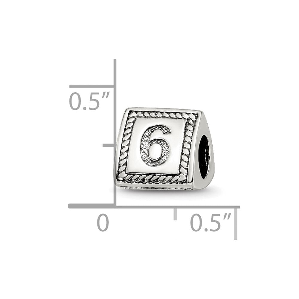 Sterling Silver Reflections Number 6 Triangle Block Bead