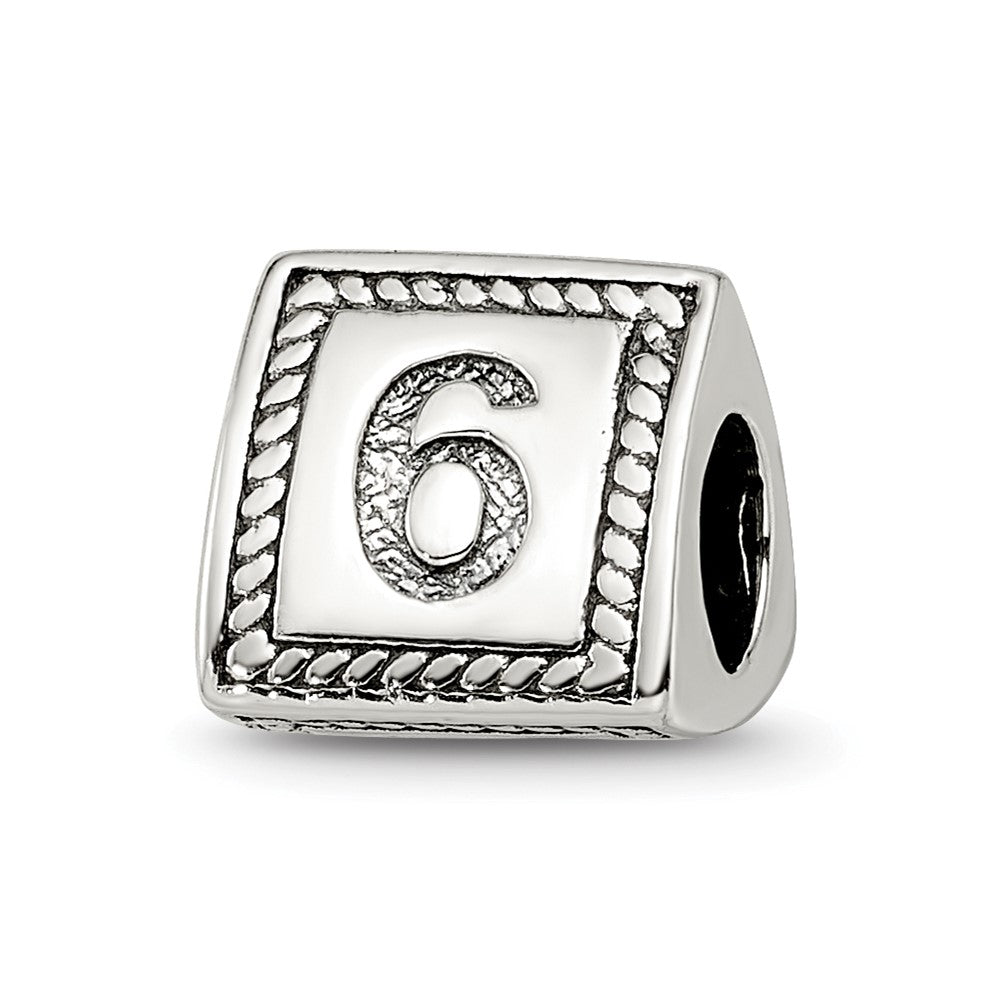 Sterling Silver Reflections Number 6 Triangle Block Bead