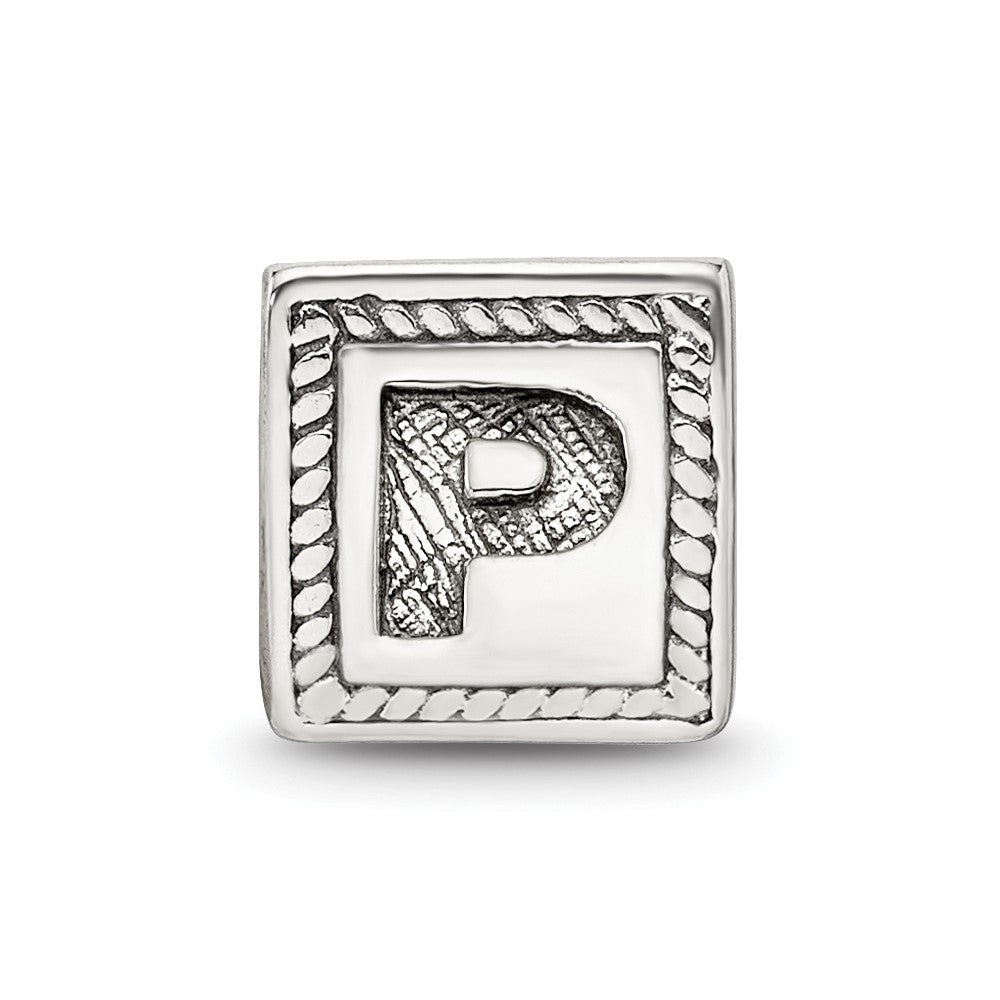 Sterling Silver Reflections Letter P Triangle Block Bead