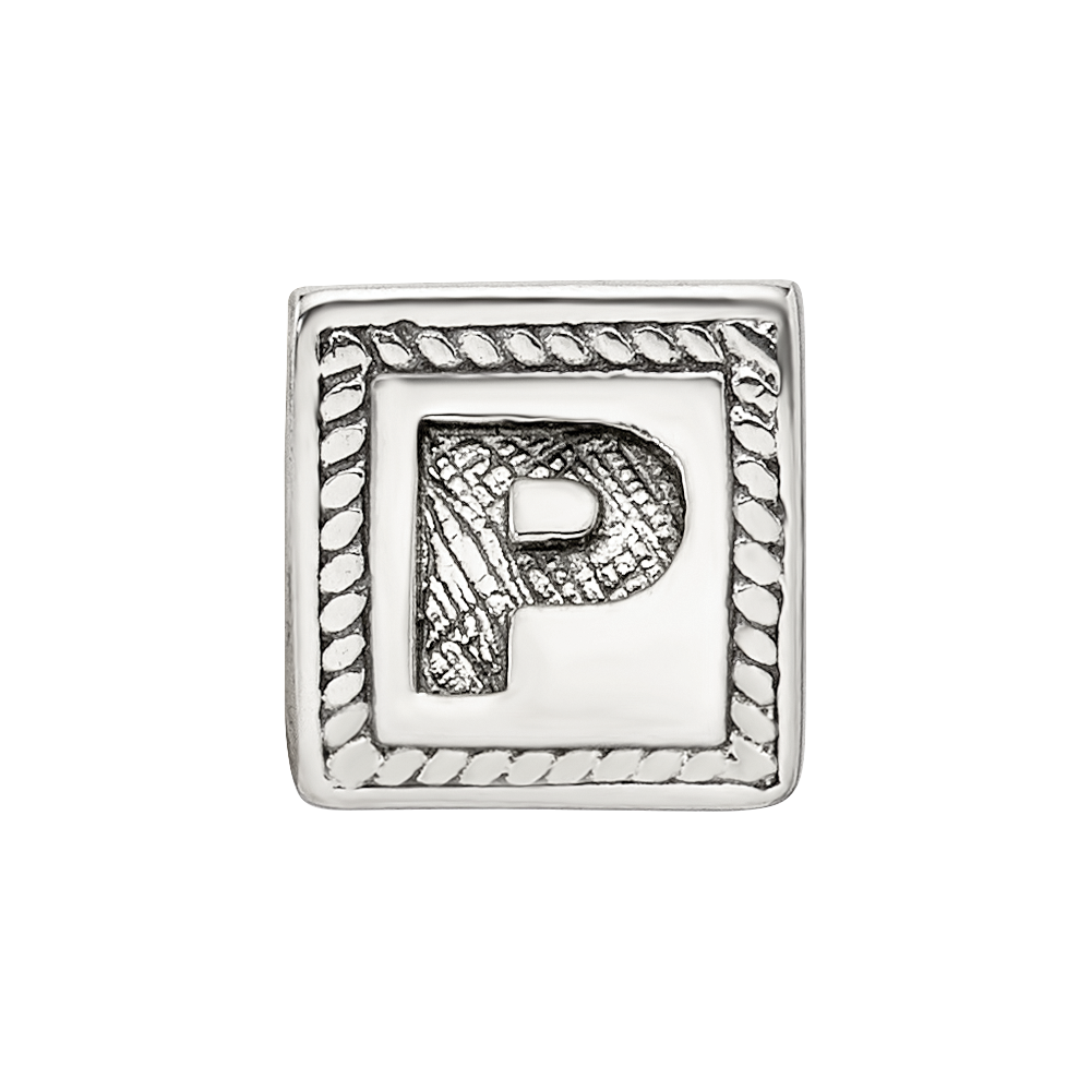 Sterling Silver Reflections Letter P Triangle Block Bead