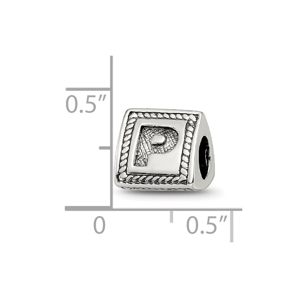 Sterling Silver Reflections Letter P Triangle Block Bead