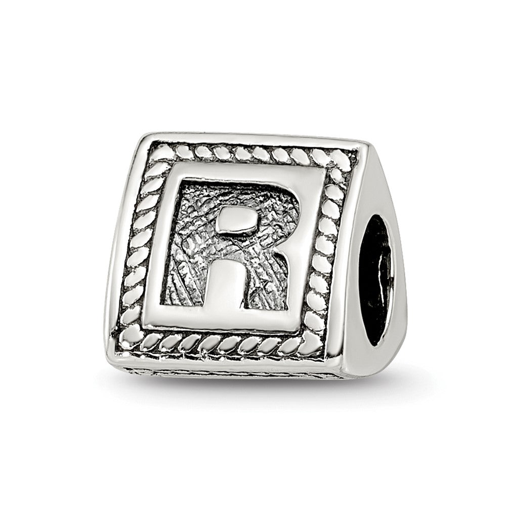 Sterling Silver Reflections Letter R Triangle Block Bead