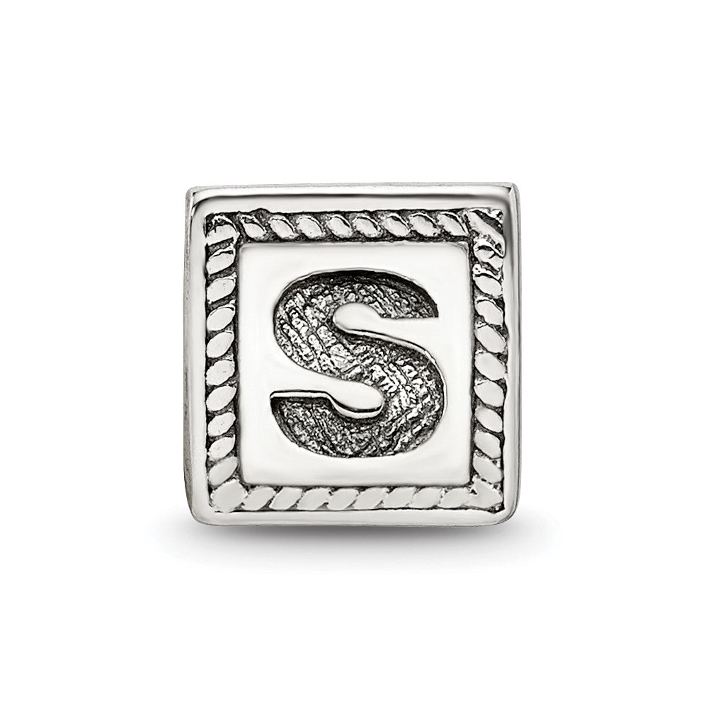 Sterling Silver Reflections Letter S Triangle Block Bead