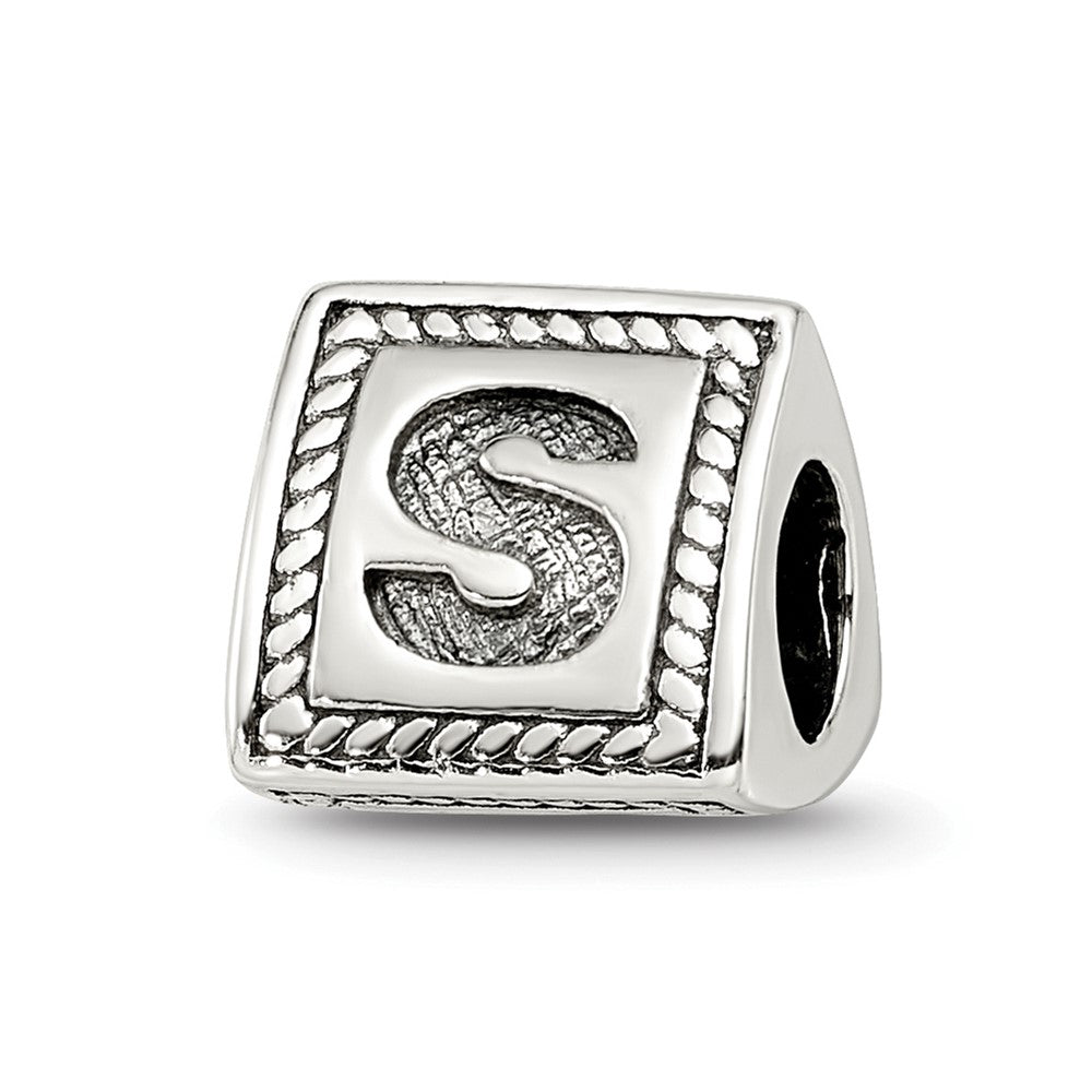 Sterling Silver Reflections Letter S Triangle Block Bead