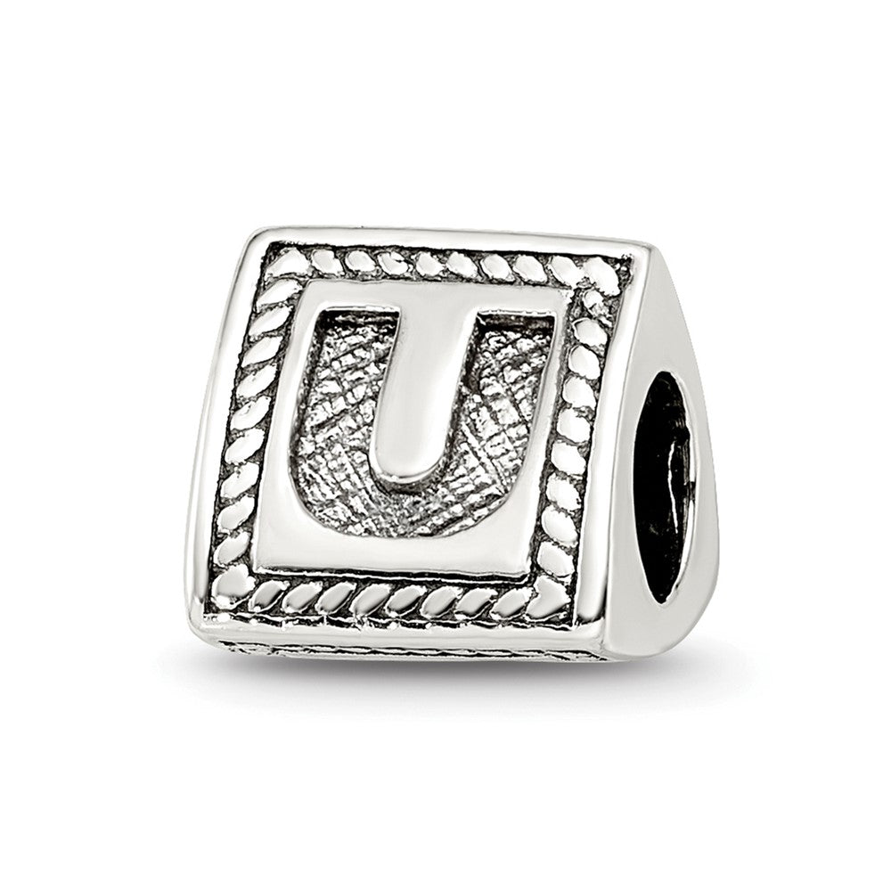 Sterling Silver Reflections Letter U Triangle Block Bead