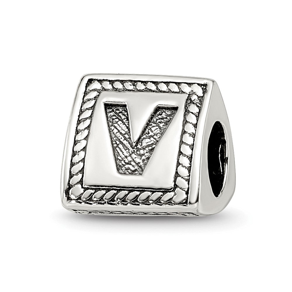 Sterling Silver Reflections Letter V Triangle Block Bead