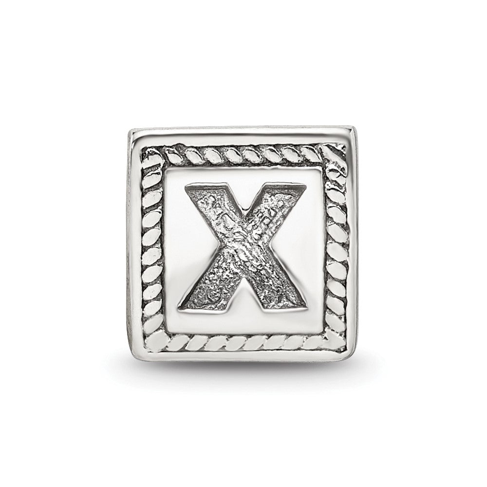 Sterling Silver Reflections Letter X Triangle Block Bead