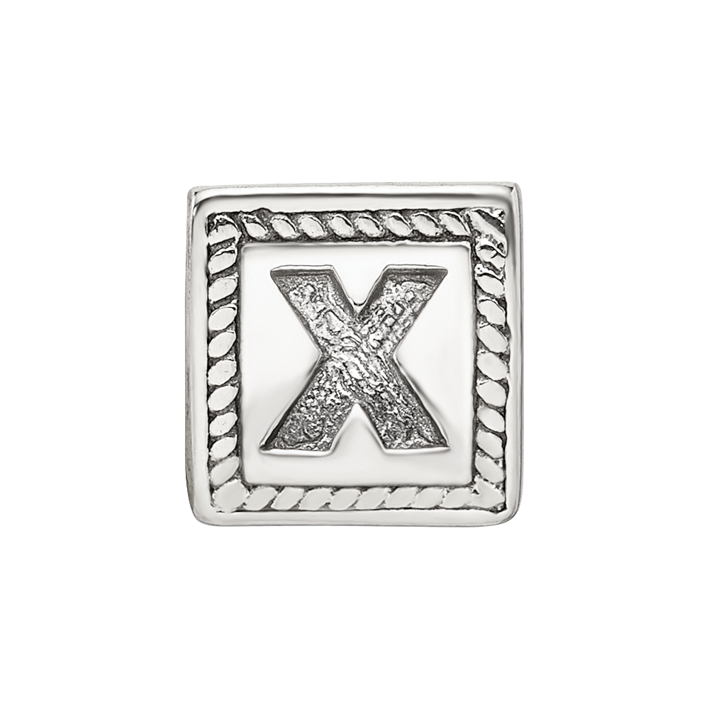 Sterling Silver Reflections Letter X Triangle Block Bead