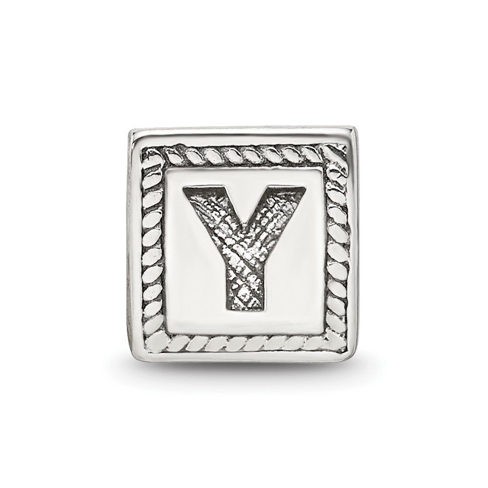 Sterling Silver Reflections Letter Y Triangle Block Bead