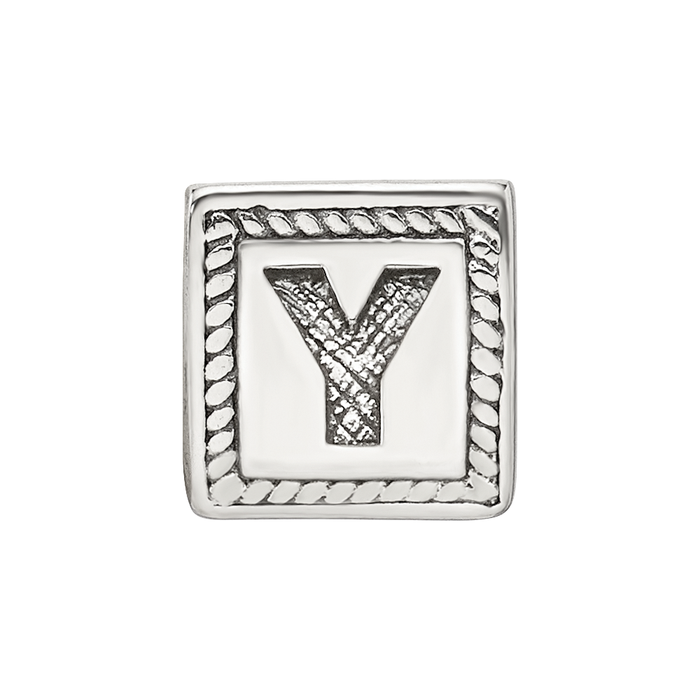 Sterling Silver Reflections Letter Y Triangle Block Bead