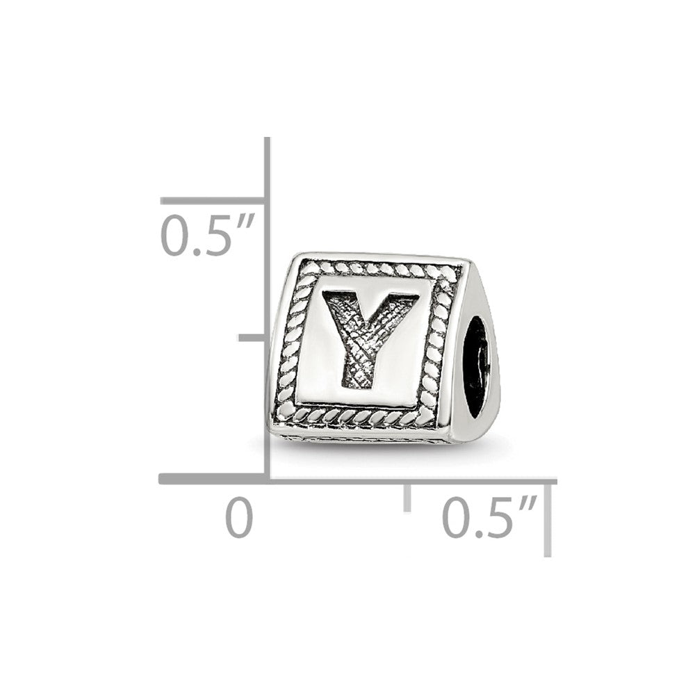 Sterling Silver Reflections Letter Y Triangle Block Bead