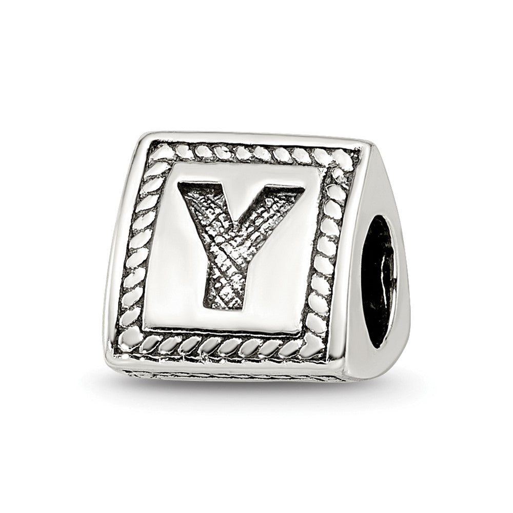 Sterling Silver Reflections Letter Y Triangle Block Bead