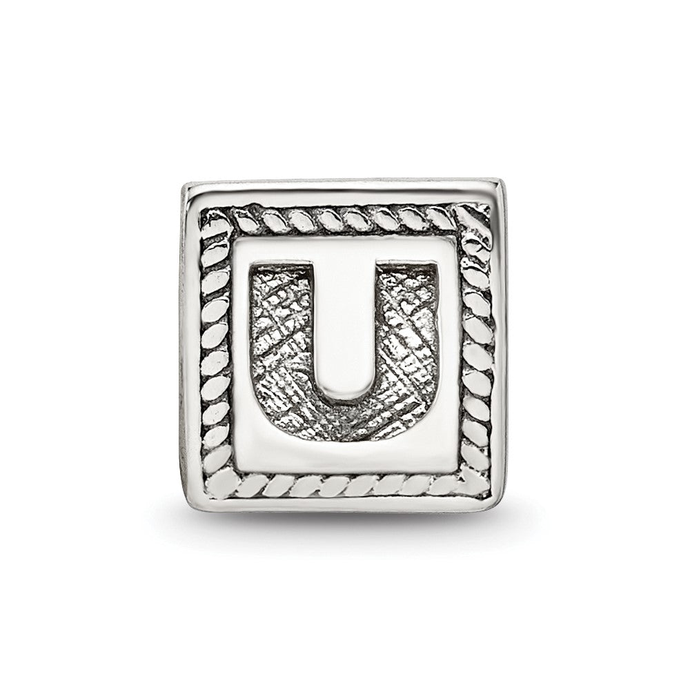 Sterling Silver Reflections Letter U Triangle Block Bead