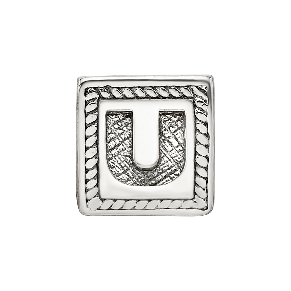 Sterling Silver Reflections Letter U Triangle Block Bead