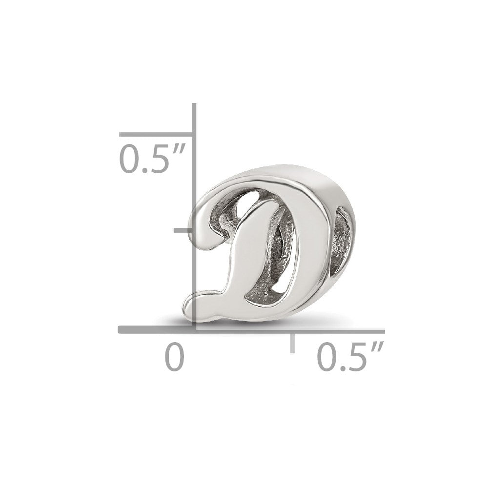 Sterling Silver Reflections Letter D Script Bead