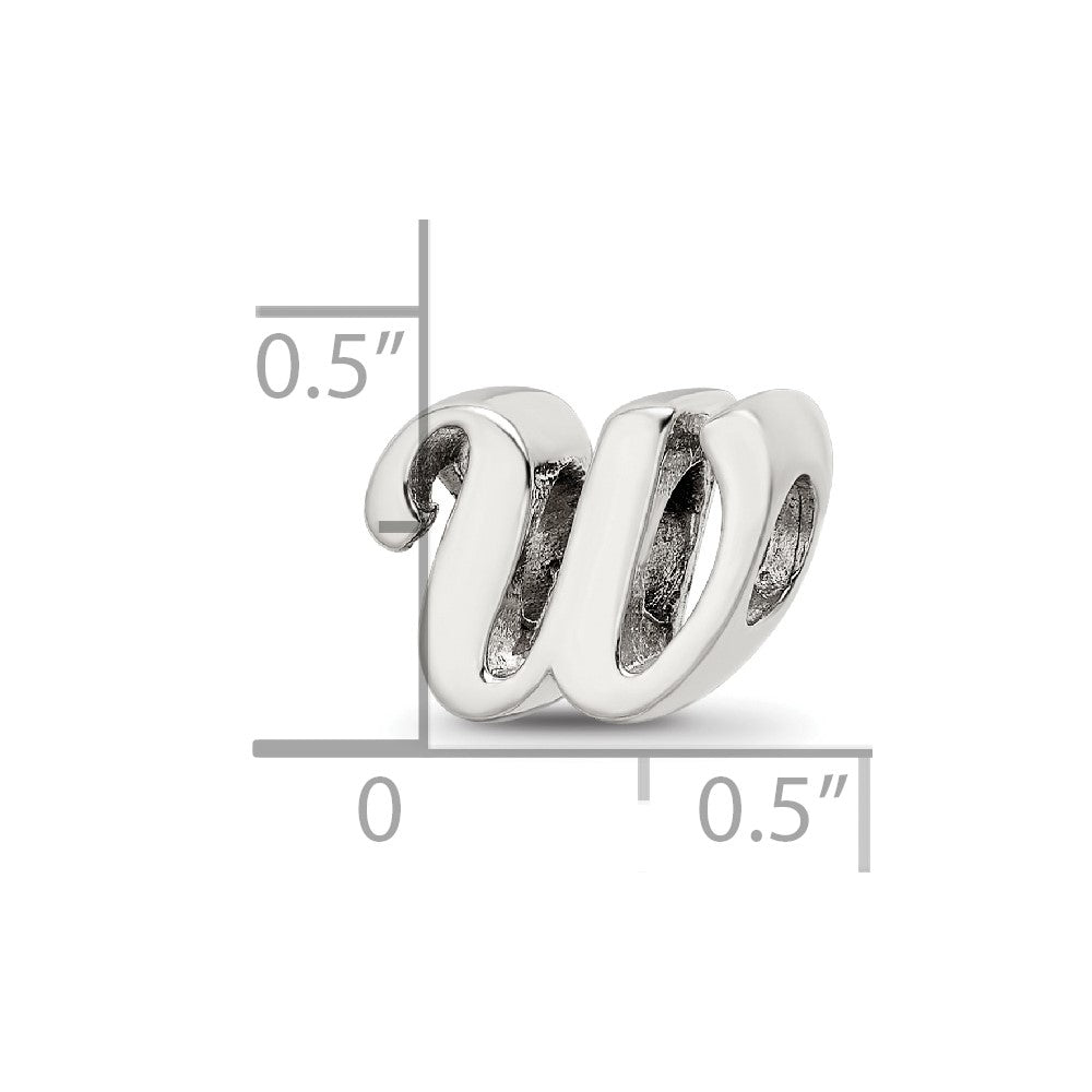 Sterling Silver Reflections Letter W Script Bead