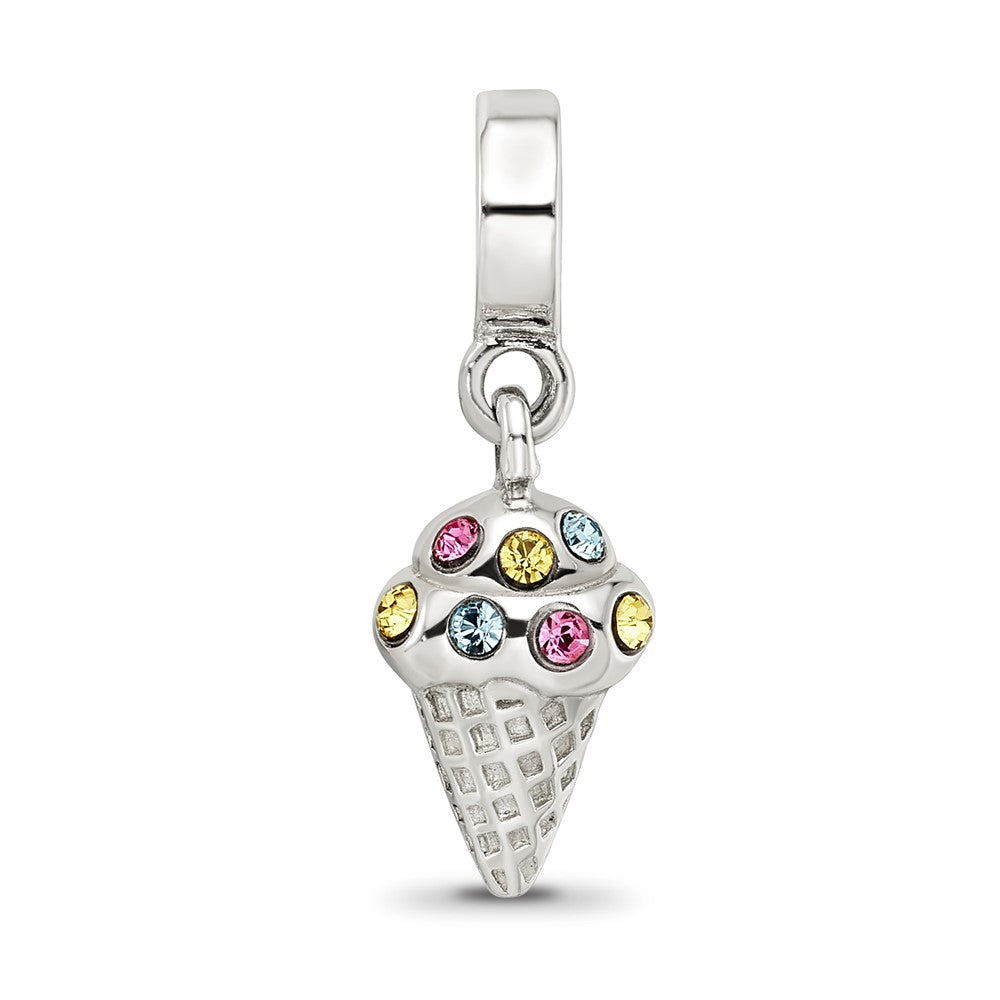 Sterling Silver Reflections CZ Ice Cream Cone Dangle Bead