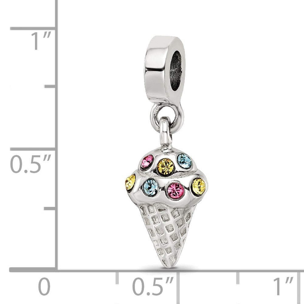 Sterling Silver Reflections CZ Ice Cream Cone Dangle Bead