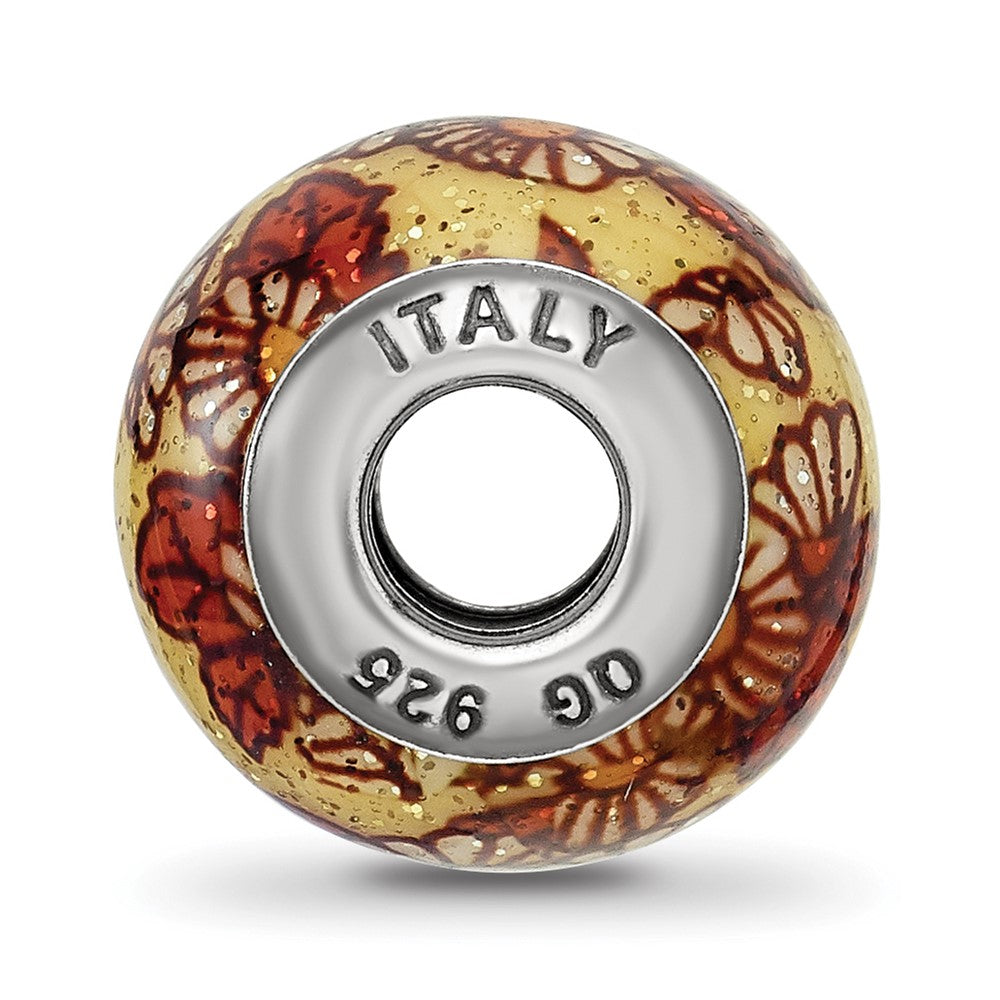 Sterling Silver Reflections Italian Yellow Floral Overlay Glass Bead