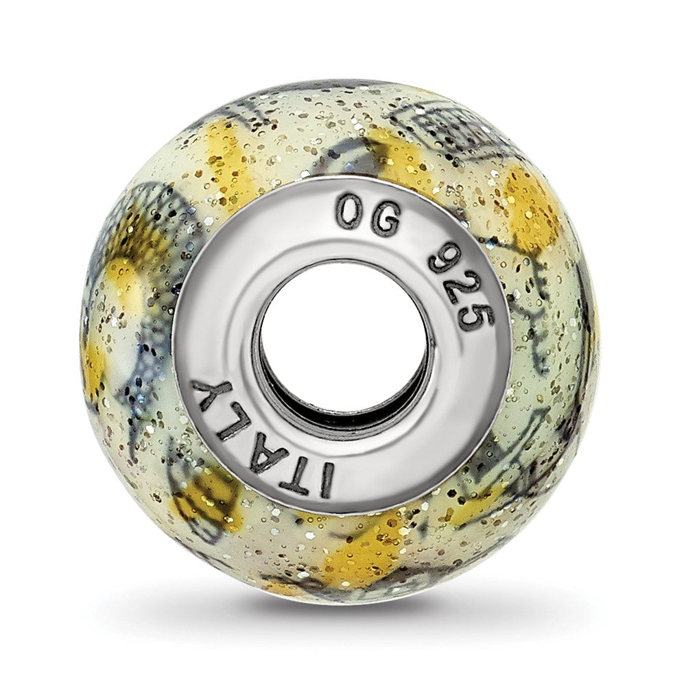 Sterling Silver Reflections Italian Decorative Yellow & White Glass Bead